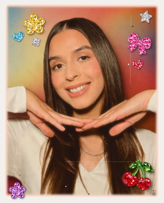 The print with gem stickers